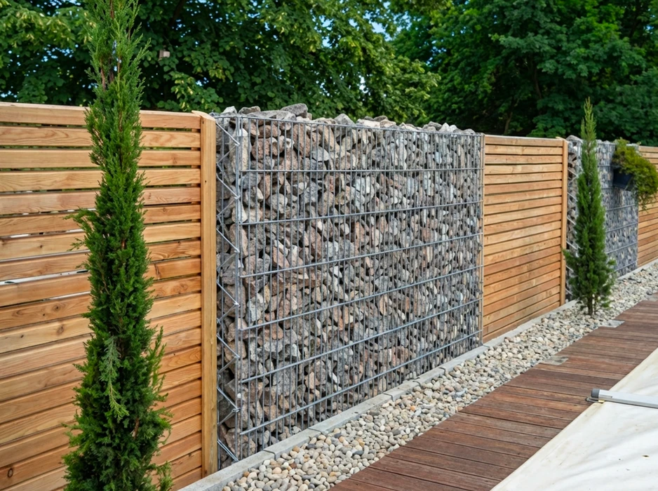 Deux ouvriers installent une pergola bioclimatique aluminium anthracite adossée à une maison