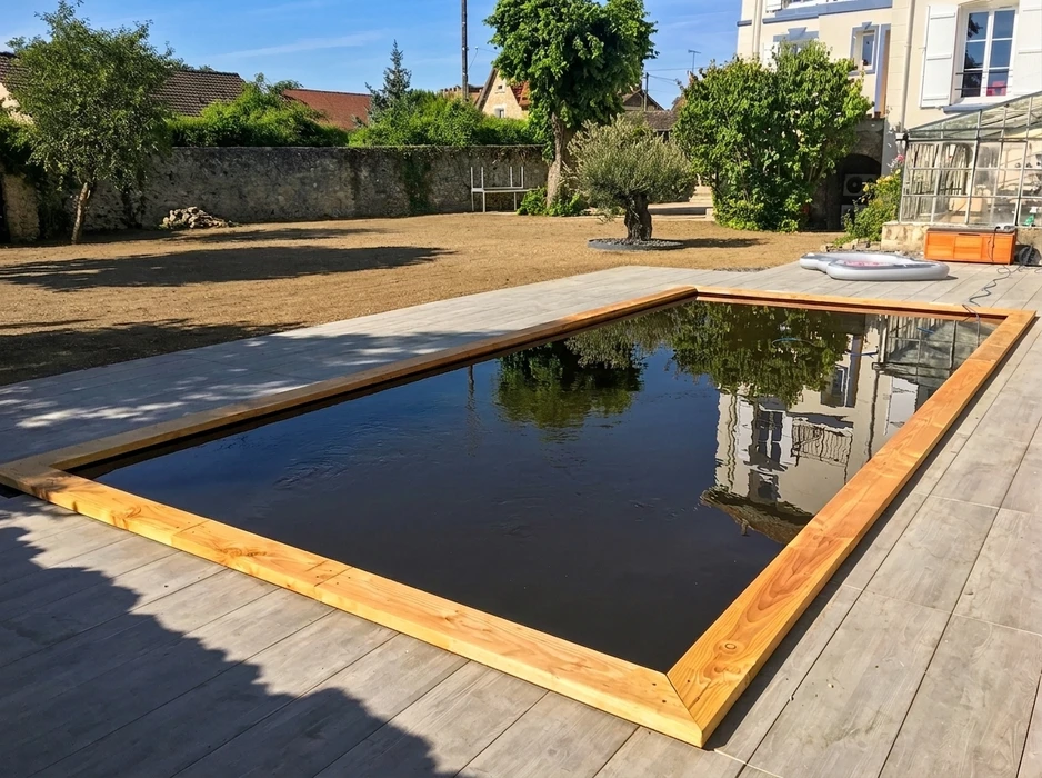Terrasse extérieure moderne avec pergola bioclimatique à lames orientables en aluminium anthracite